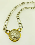 Silver Figaro Chain with Greek Coin