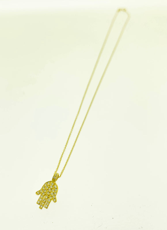 Yellow Gold and Diamond Hamza Pendant