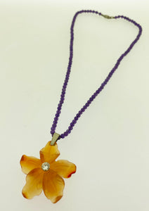 Amethyst Necklace with Cornelian and Cubic Zirconia Pendant