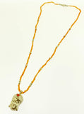 Cornelian Necklace with Silver Buddha Pendant