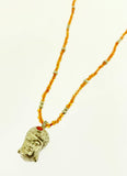 Cornelian Necklace with Silver Buddha Pendant