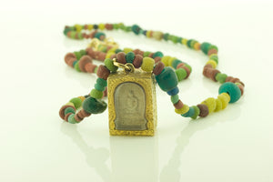 Indian Ancient Bead Necklace with Gold Pendant