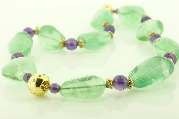 Fluorite And Amethyst Necklace/Bracelets