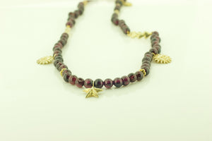 Garnet Necklace with Silver Gilt Charms