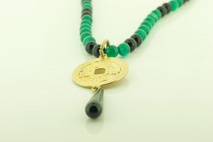 Green Agate and Onyx Necklace