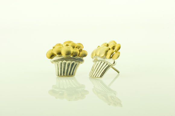 Silver & Silver Gilt Flower Pot Earrings