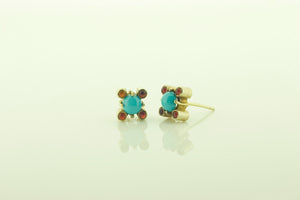 Turquoise and Cornelian Earrings