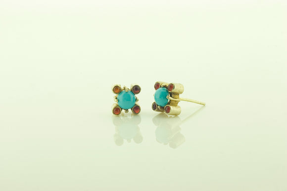 Turquoise and Cornelian Earrings