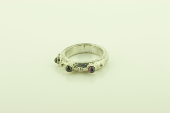 Silver Ring with Three Garnets