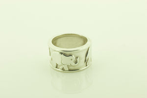 Silver Ring with Elephant Engraving