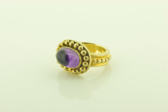 Silver Gilt Bead Ring with Amethyst