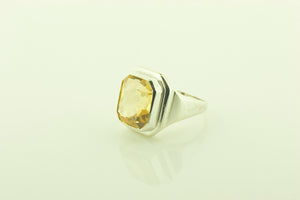 Silver Signet Style Ring with Citrine