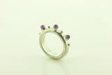 Silver Ring with Three Amethysts