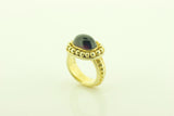 Silver Gilt Bead Ring with Garnet