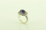 Silver Bead Ring with Amethyst