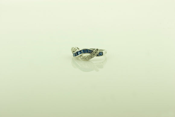 Vintage Palladium, Diamond and Sapphire Ring