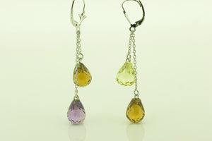 Amethyst, Peridot & Smokey Quartz Earrings