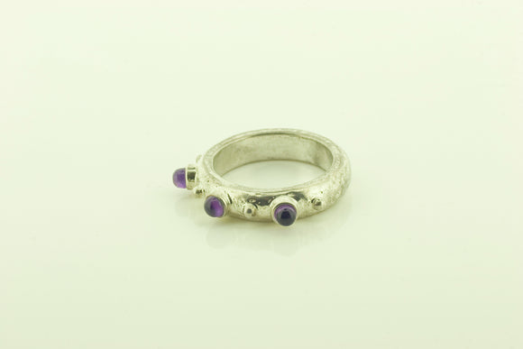 Silver Ring with Three Amethysts