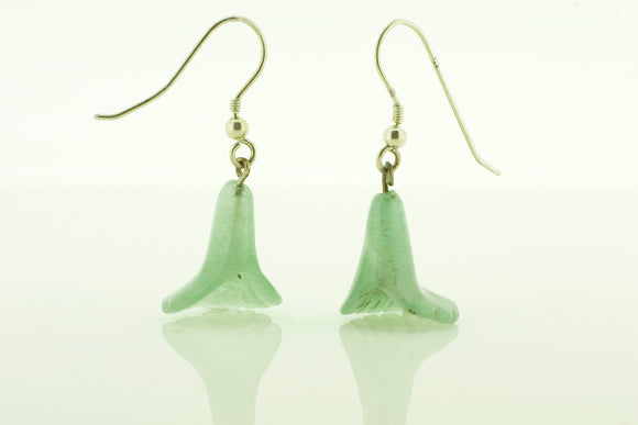 Silver Green Agate Earrings