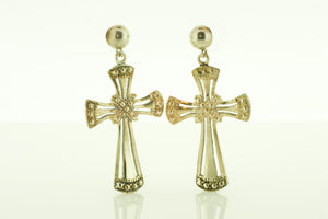 Silver Fancy Cross Earrings