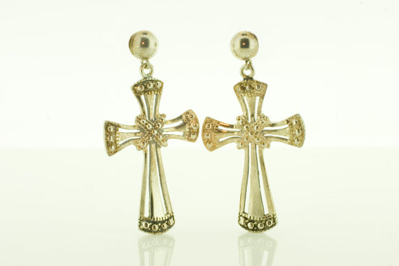 Silver Fancy Cross Earrings