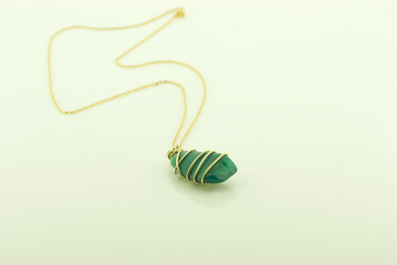 Reconstituted Turquoise Pendant with Silver Gilt Chain