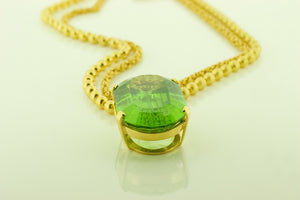 Silver Gilt Necklace with Detachable Green Cubic Zirconia