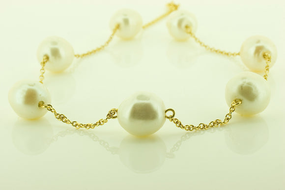 Silver Gilt Chain with Faux Pearls